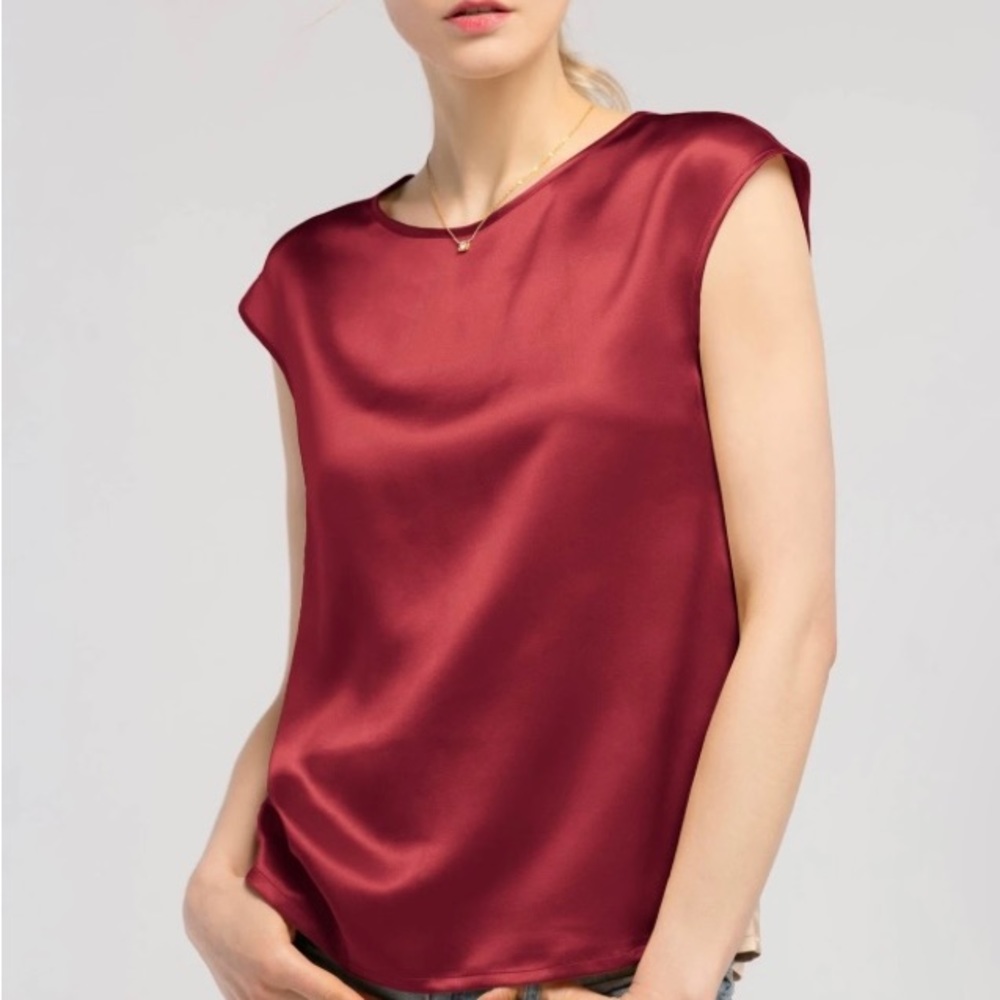 NWT: Lily Silk XXL Red Silk Blouse